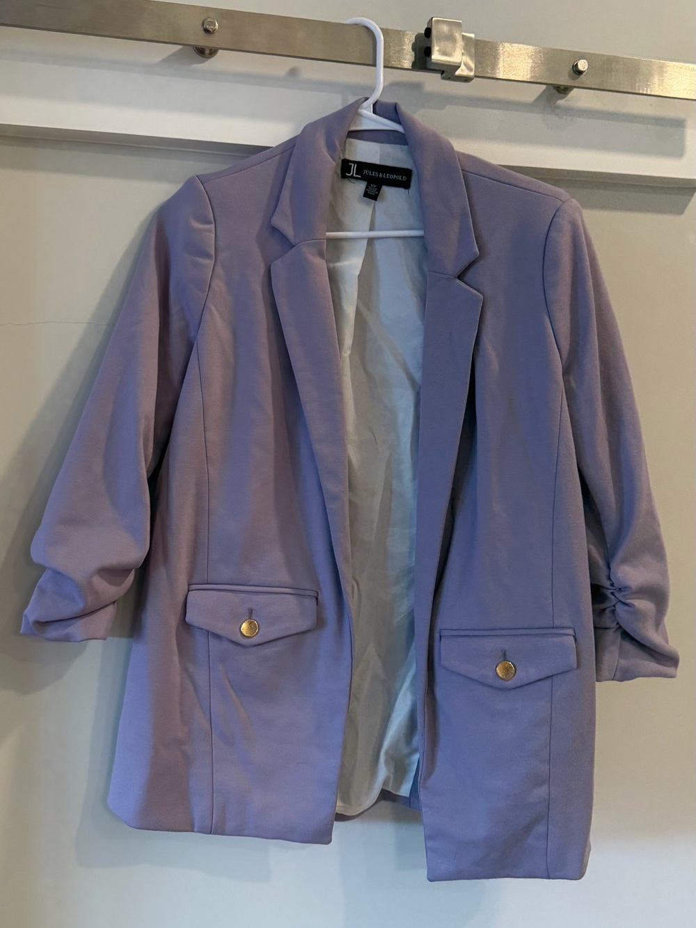 Jules & Leopold Lavender Lilac Ruched Sleeve Blazer S